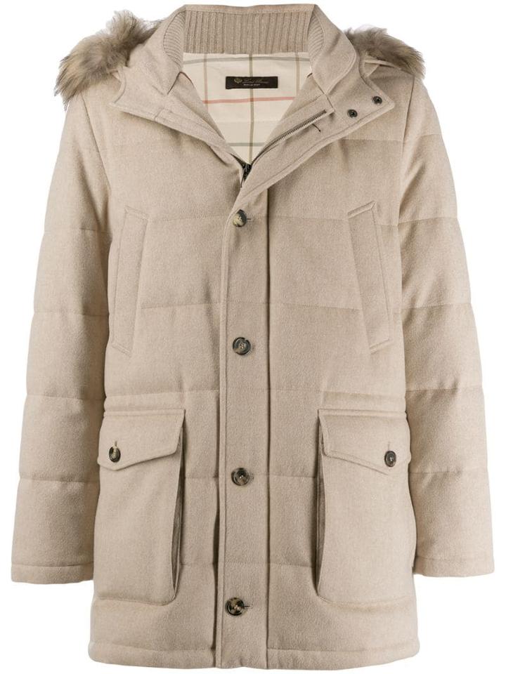Loro Piana Fur Trimmed Parka Coat - Neutrals