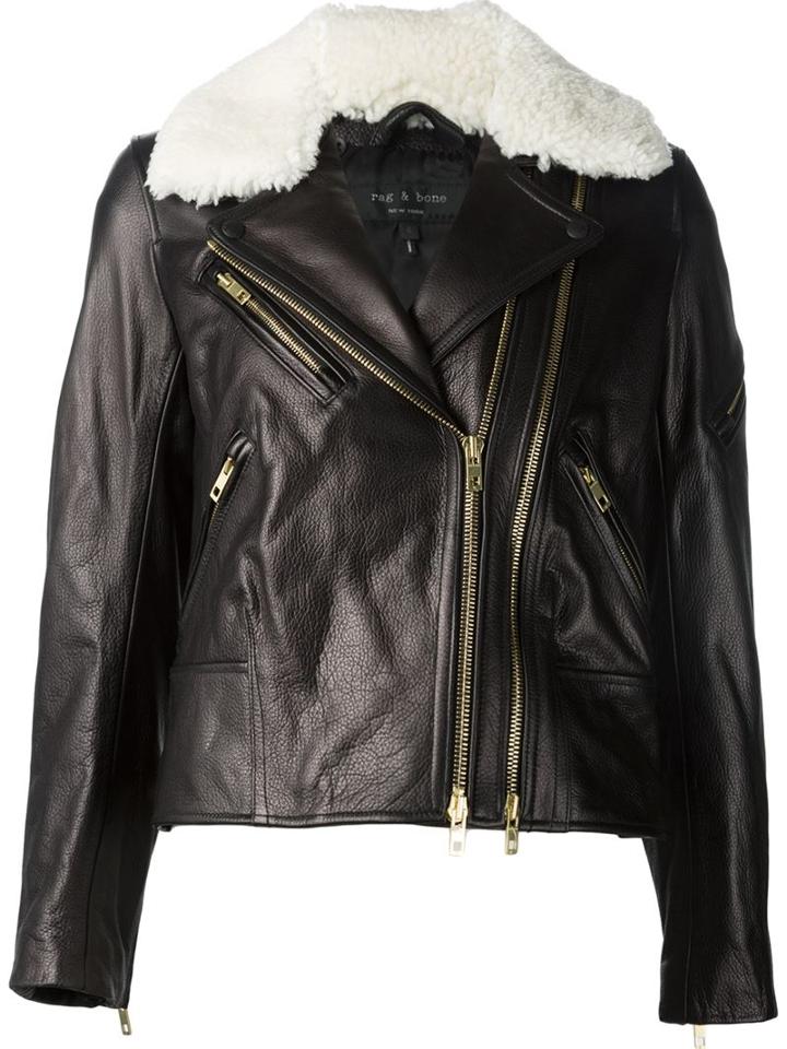 Rag & Bone Shearling Collar Biker Jacket