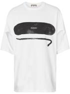 Burberry Cut-out Detail Logo Print Cotton T-shirt - White