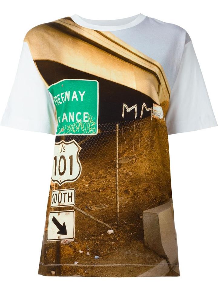 Mm6 Maison Margiela Road Sign Print T-shirt, Women's, Size: Small, White, Cotton