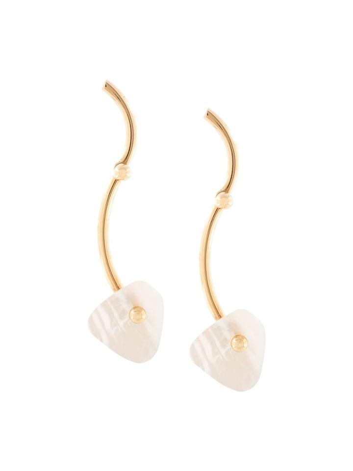 Crystalline Shell-embellished Drop Earrings - Gold