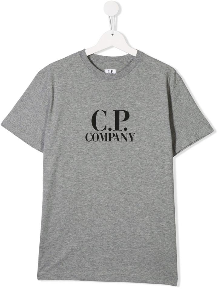 Cp Company Kids Logo Print T-shirt - Grey
