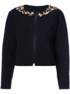 Altuzarra - Floral Embellished Cropped Jacket - Women - Polyester/triacetate - 42, Black, Polyester/triacetate