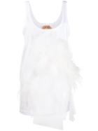 Nº21 Feather Embellished Tank Top - White