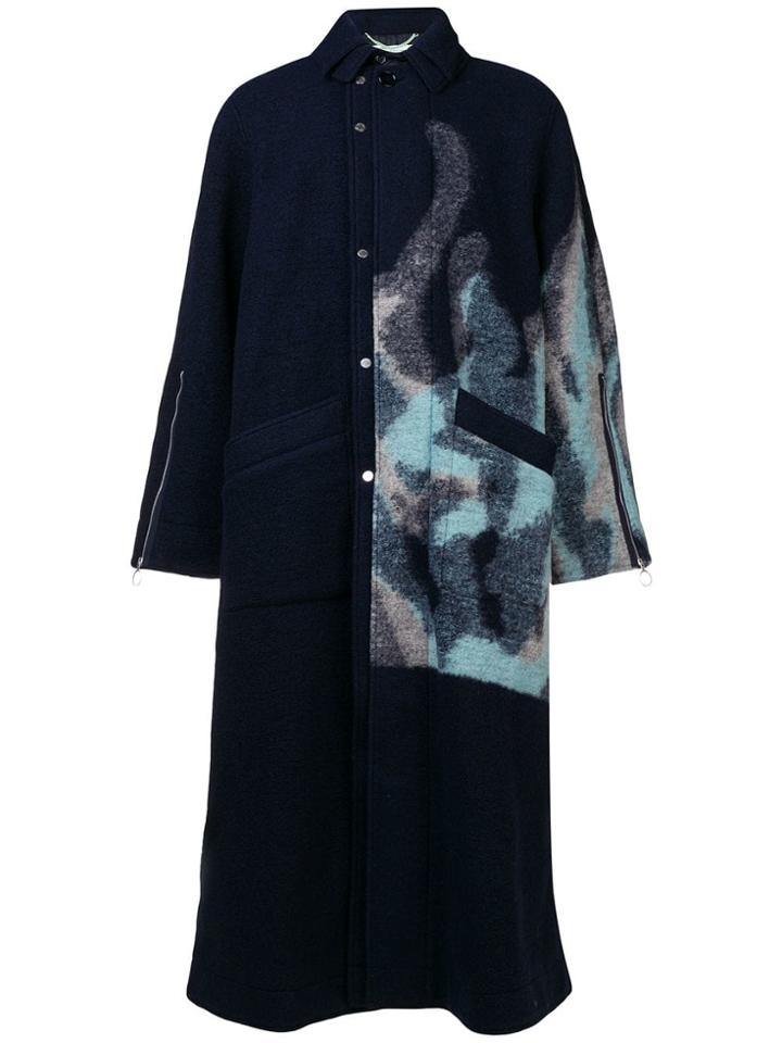 Off-white Oversized Asymmetric Coat - Blue