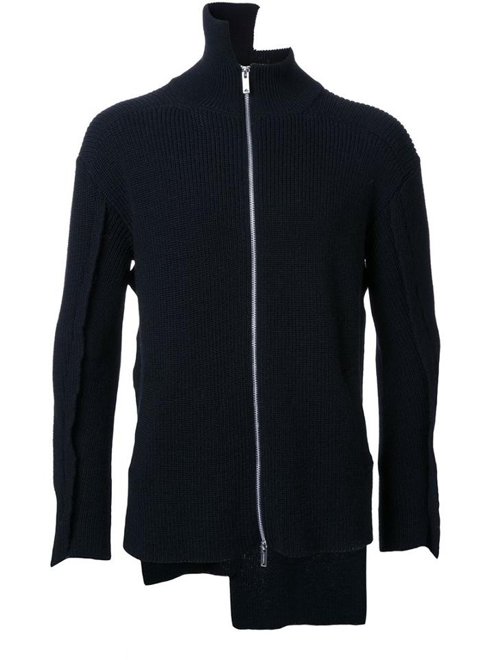 Maison Mihara Yasuhiro Zip-up Standing Collar Jumper, Men's, Size: 52, Black, Wool/alpaca