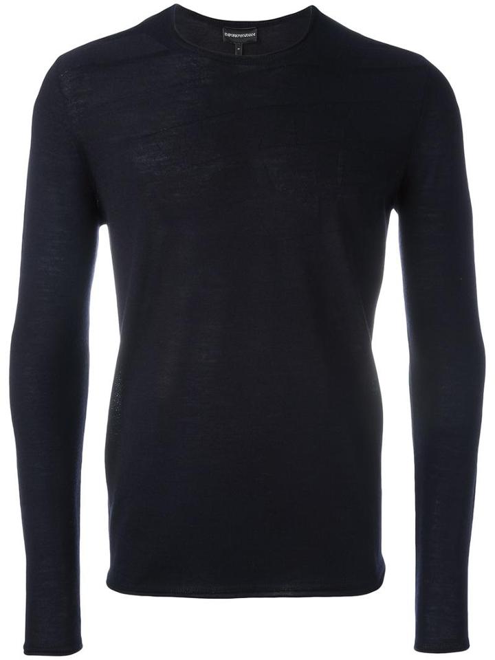 Emporio Armani Plain Sweatshirt, Men's, Size: Medium, Blue, Wool