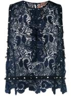 No21 - Embroidered Lace Blouse - Women - Polyester - 40, Blue, Polyester