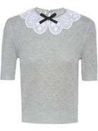 Miu Miu Scalloped Collar Knitted Top - Grey