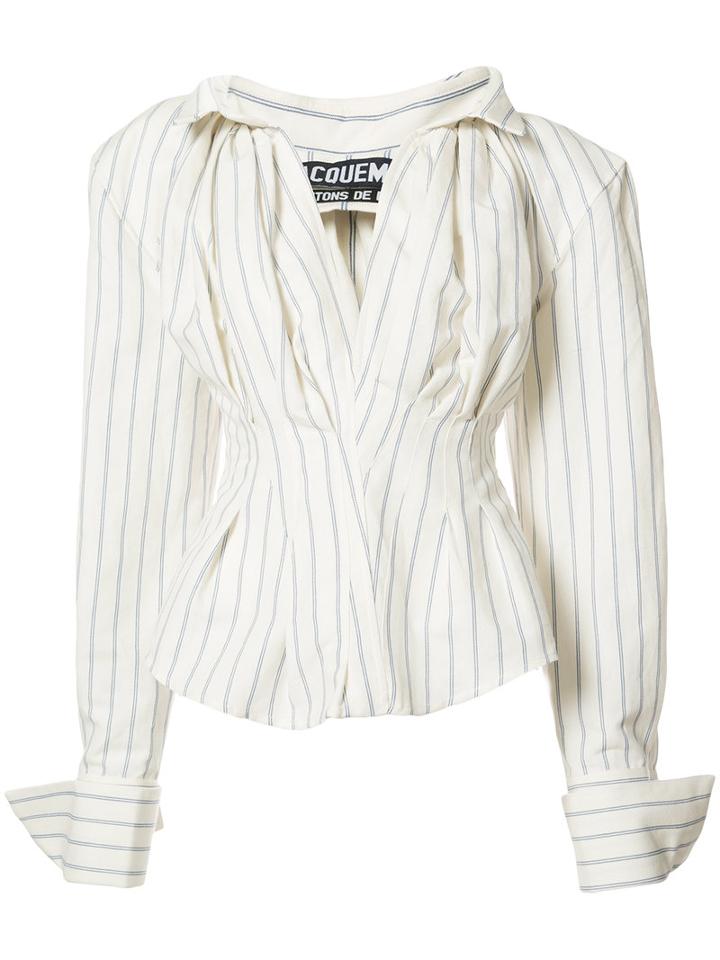 Jacquemus Oversized Striped Shirt, Women's, Size: 40, White, Cotton/linen/flax