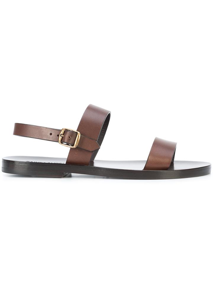 Saint Laurent Nu Pieds Two Band Flat Sandals - Brown