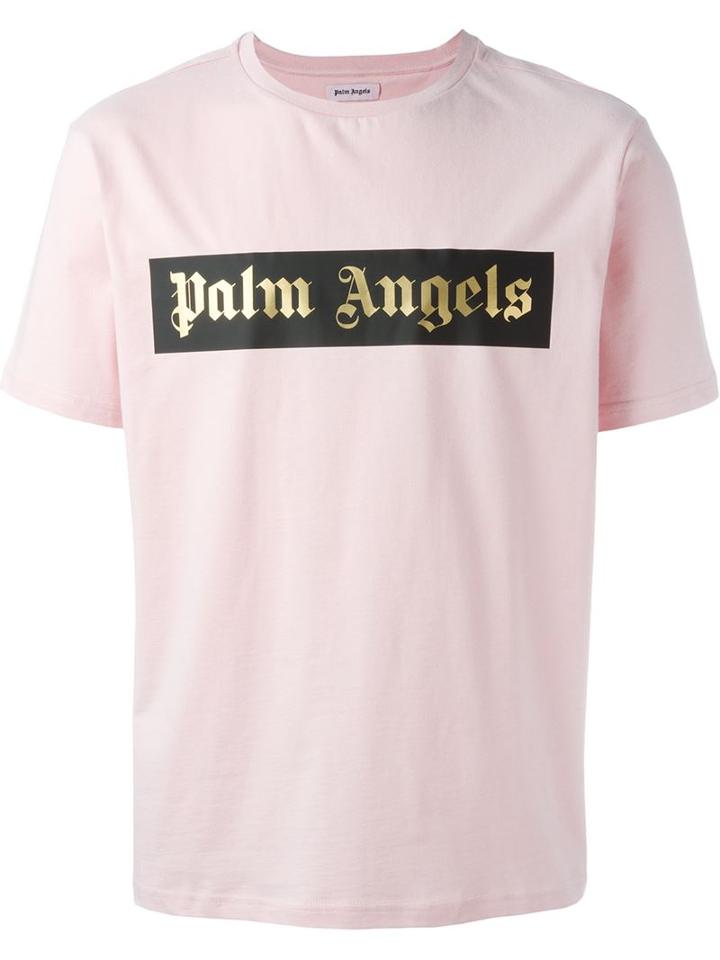 Palm Angels Logo Print T-shirt, Men's, Size: S, Pink/purple, Cotton