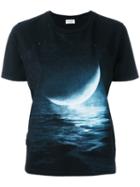 Saint Laurent Moon Print T-shirt, Women's, Size: Large, Black, Cotton