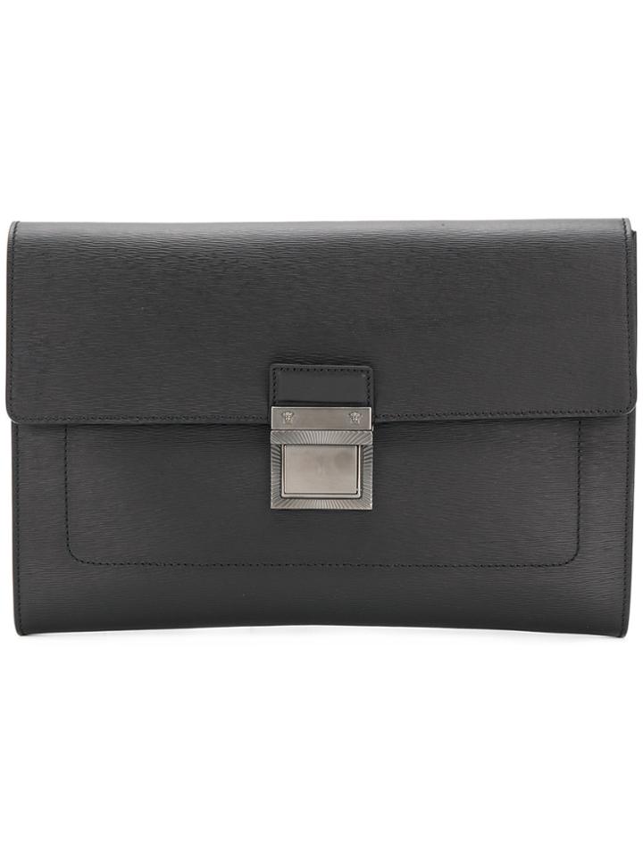 Versace Micro-paglia Document Bag - Black