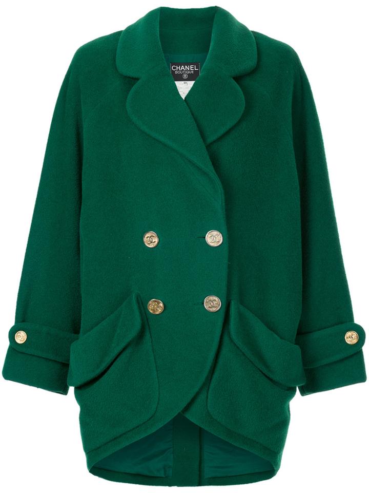 Chanel Vintage Oversized Double-breasted Coat - Green