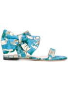 Gianluca Capannolo Patterned Bow Sandals - Blue
