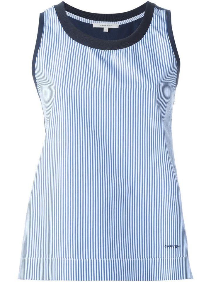 Carven Striped Tank Top With Contrast Back In Solid Colour