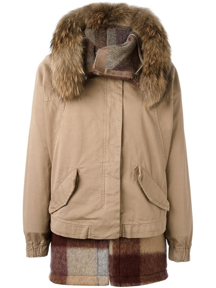 Erika Cavallini Internal Layer Parka, Women's, Size: 42, Nude/neutrals, Cotton/acrylic/polyester/virgin Wool