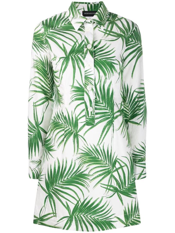 Sport Max Code Palm Leaf Shirt Dress - White