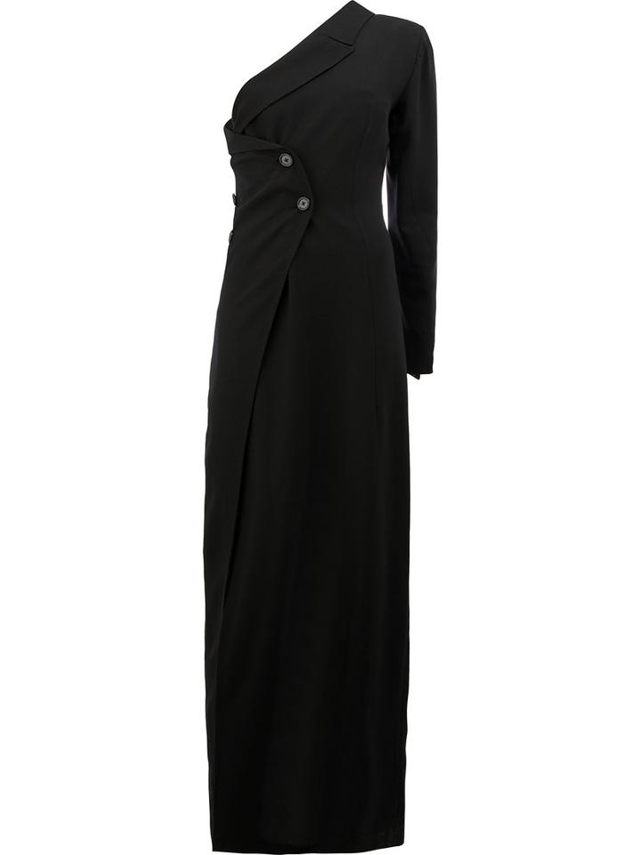 Ann Demeulemeester Double Breasted One Shoulder Dress, Women's, Size: 36, Black, Nylon/rayon/virgin Wool