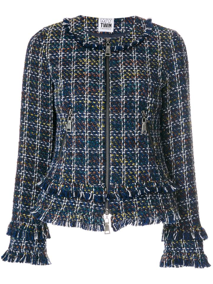 Twin-set Tweed Fringed Jacket - Multicolour