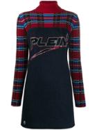 Philipp Plein Tartan Print Mini Dress - Blue