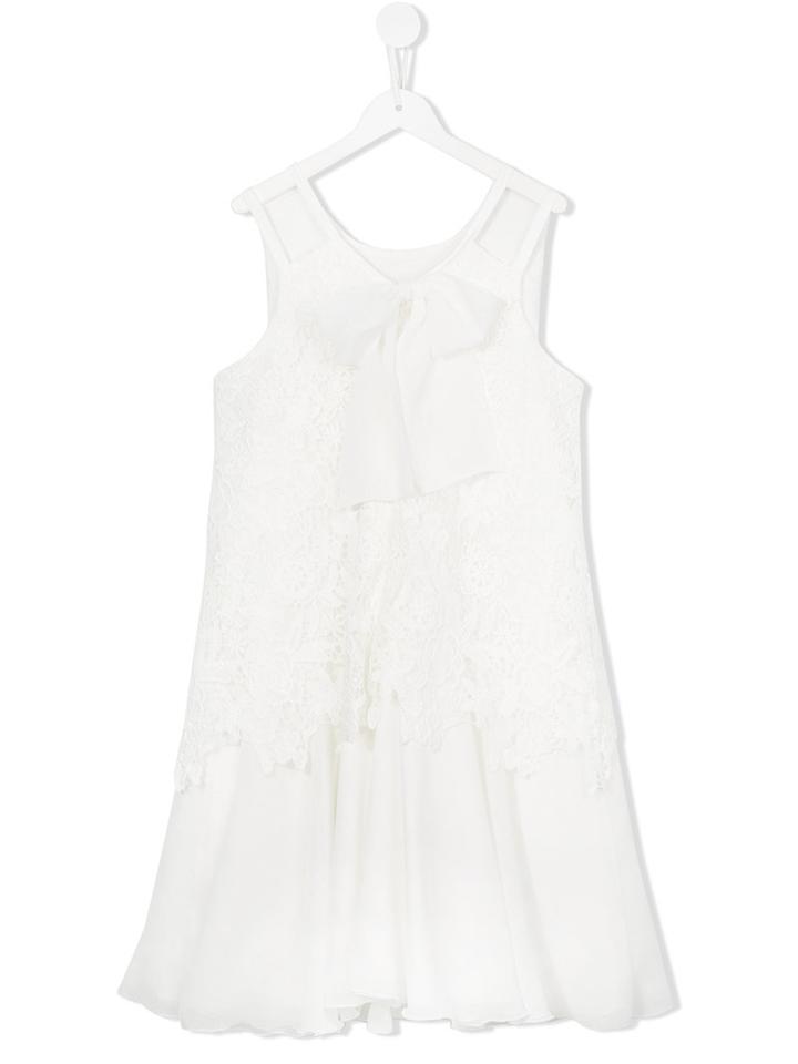 Loredana - Bow Lace Dress - Kids - Cotton/polyester - 14 Yrs, Girl's, White