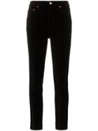 Re/done Velvet High-waisted Skinny Trousers - Black