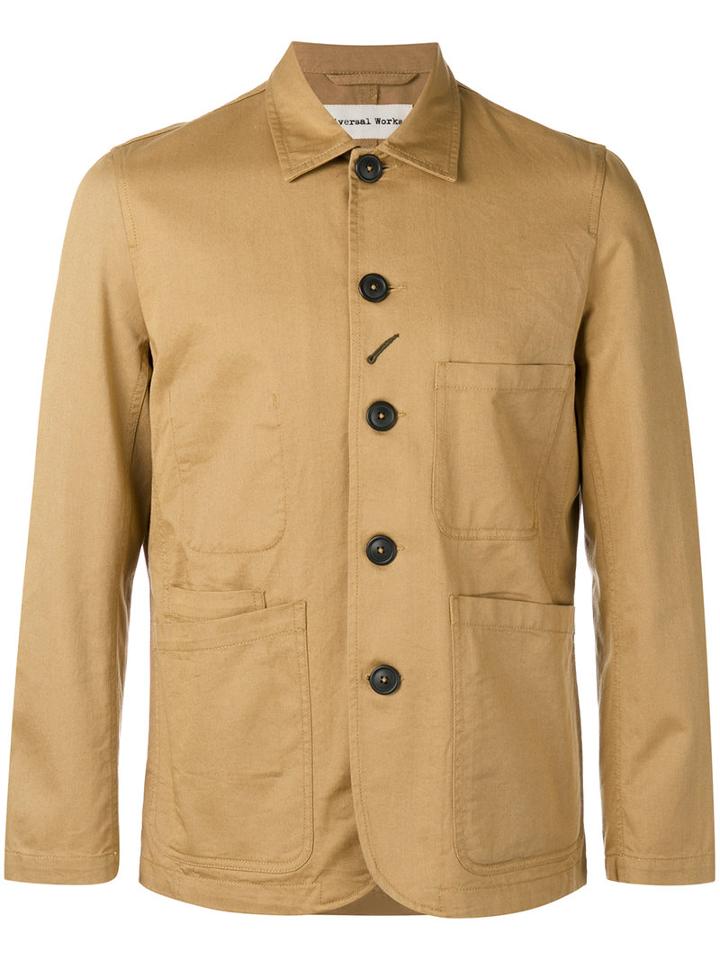 Universal Works Single Breasted Coat, Men's, Size: Large, Nude/neutrals, Cotton/polyester