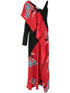 Dvf Diane Von Furstenberg Asymmetric Oriental Print Dress - Red