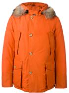 Woolrich Fur Collar Parka, Men's, Size: Large, Yellow/orange, Feather Down/coyote Fur/cotton/polyamide