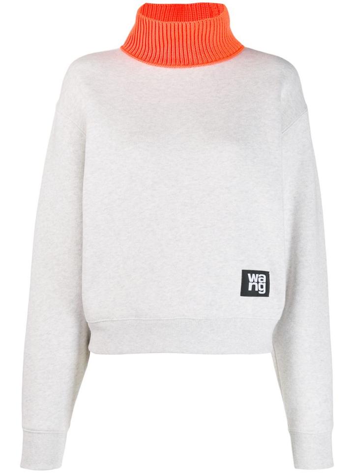 T By Alexander Wang Contrast Turtleneck Jumper - Grey