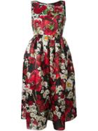 Dolce & Gabbana Daisy And Poppy Print Dress, Women's, Size: 42, Black, Silk/acetate/viscose