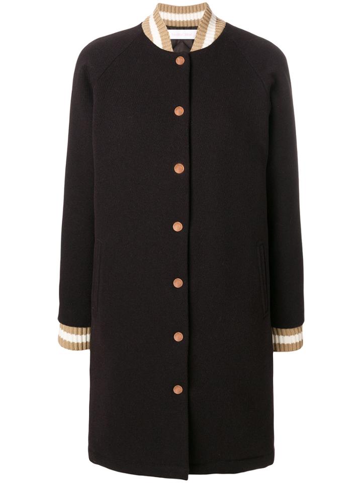 See By Chloé Mid Logo Appliqué Coat - Brown