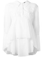 Jil Sander Navy Pleated Shirt, Size: 36, White, Cotton