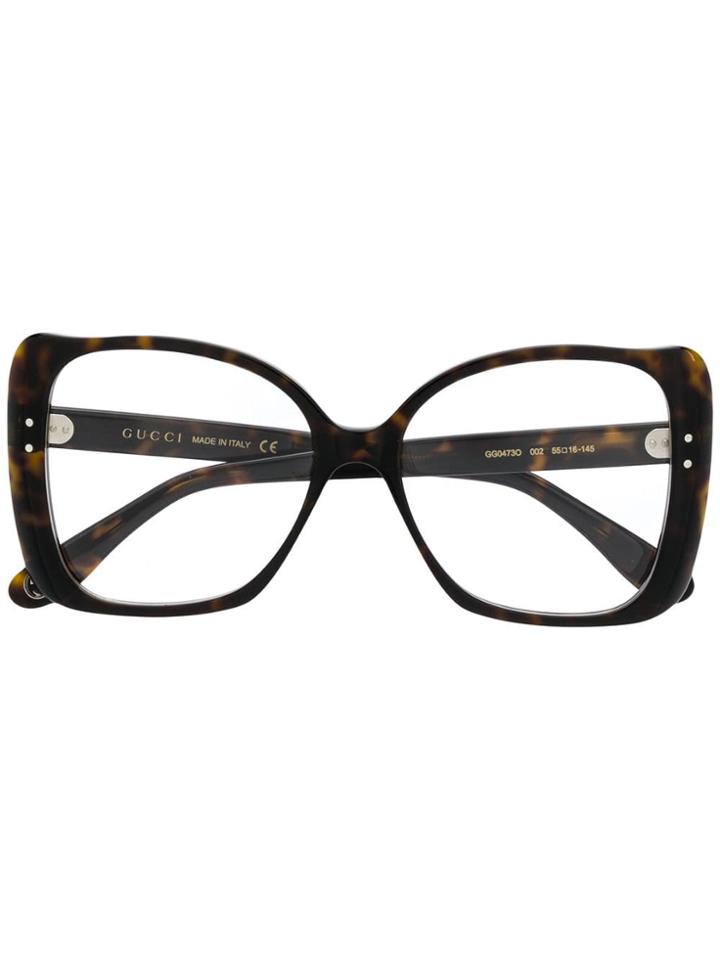 Gucci Eyewear Oversized Shape Glasses - Brown
