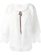 Tsumori Chisato - Ruffle-sleeve Blouse - Women - Silk/cotton - S, Women's, White, Silk/cotton