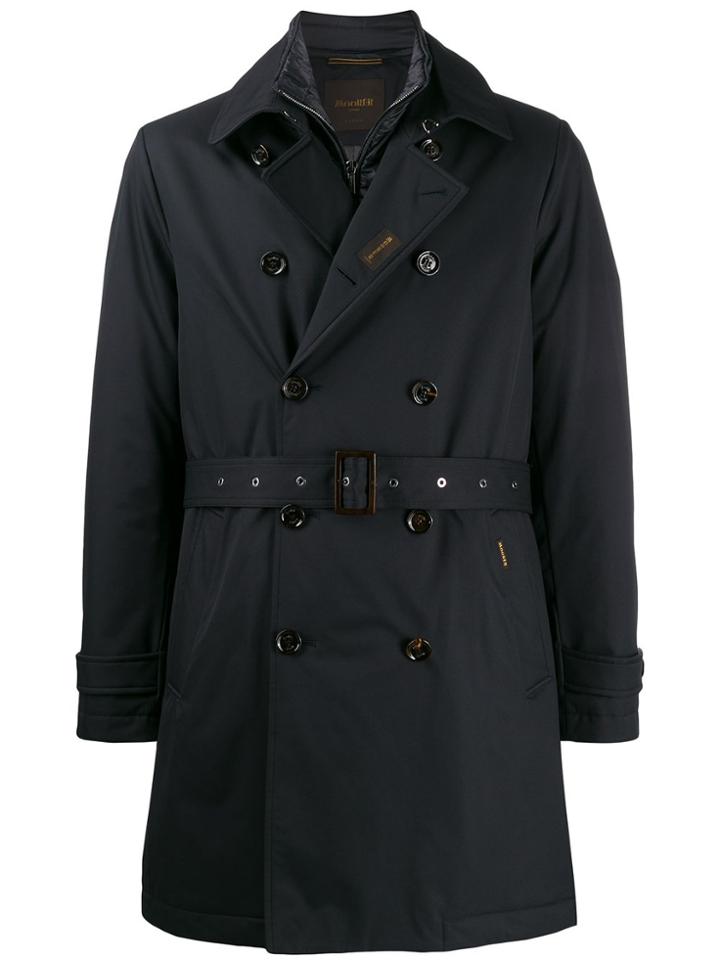 Moorer Belted Midi Trench Coat - Blue