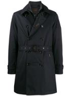 Moorer Belted Midi Trench Coat - Blue