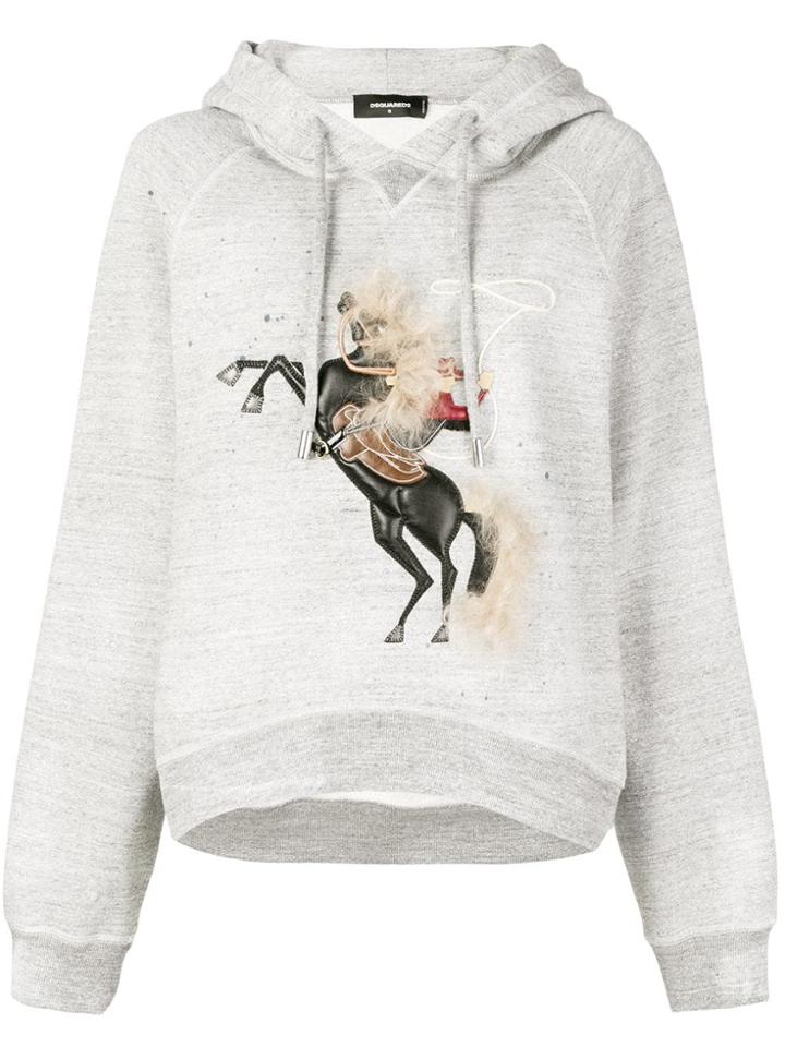 Dsquared2 Horse Print Hoodie - Grey