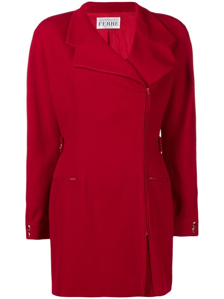 Gianfranco Ferre Vintage Off-center Zipped Jacket - Red