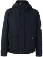 Stone Island Zip Up Hooded Jacket, Men's, Size: Large, Blue, Cotton/polyamide/polyester