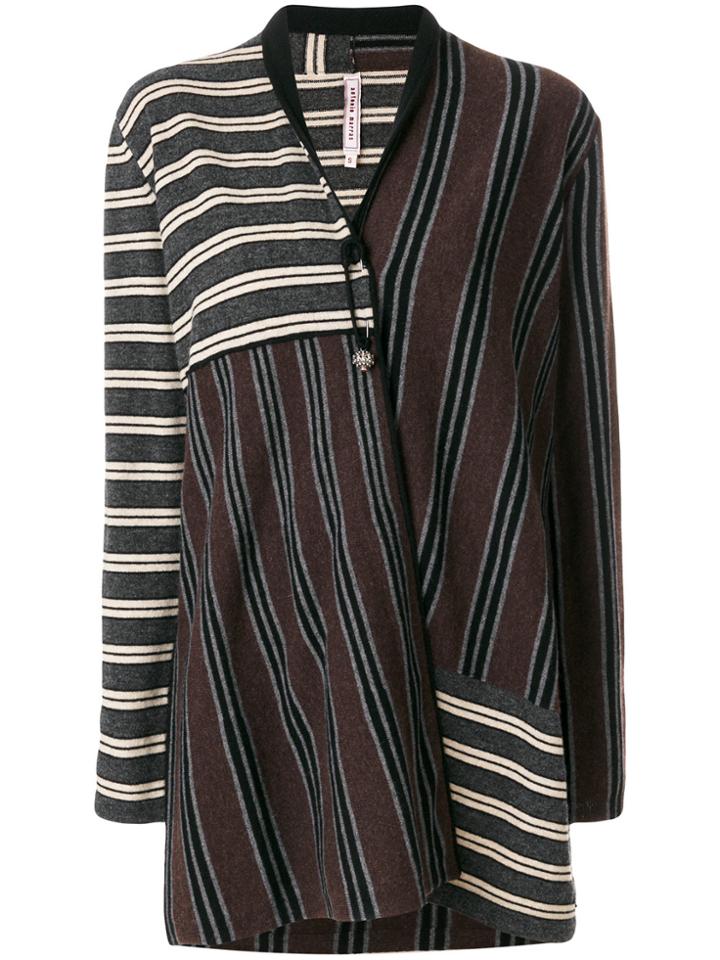 Antonio Marras Striped Cardi-coat - Brown