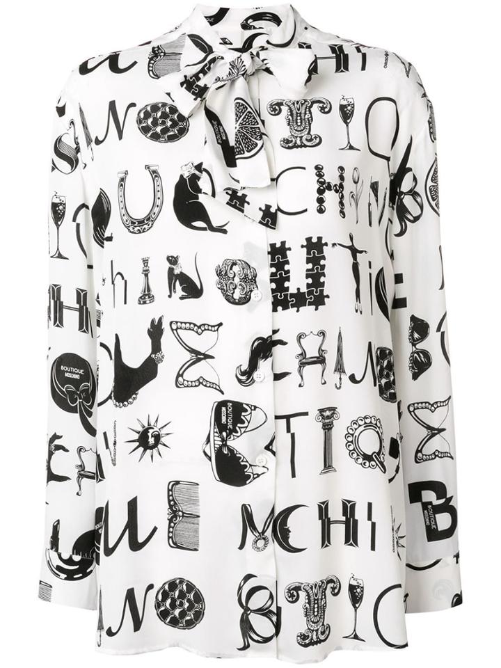 Boutique Moschino Ornamental Letters Print Blouse - White