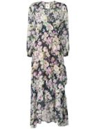 Semicouture Floral Drape Maxi Dress - Blue