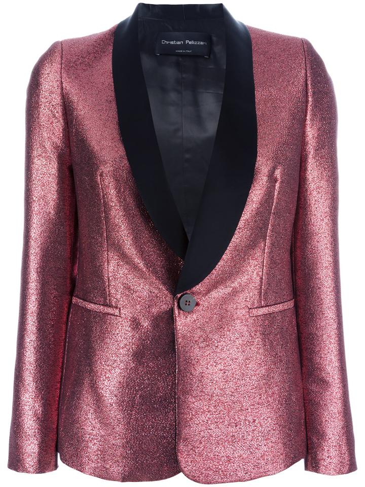 Christian Pellizzari Metallic Blazer, Women's, Size: 42, Pink/purple, Polyester/polyamide/acetate/viscose