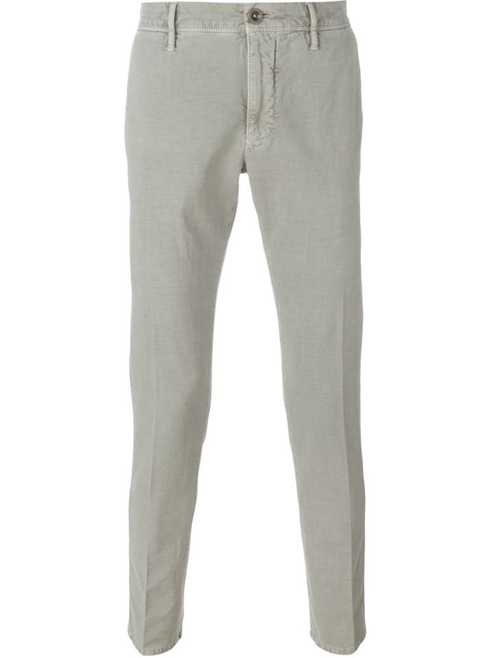 Incotex Front Pleated Trousers, Men's, Size: 31, Grey, Cotton/spandex/elastane