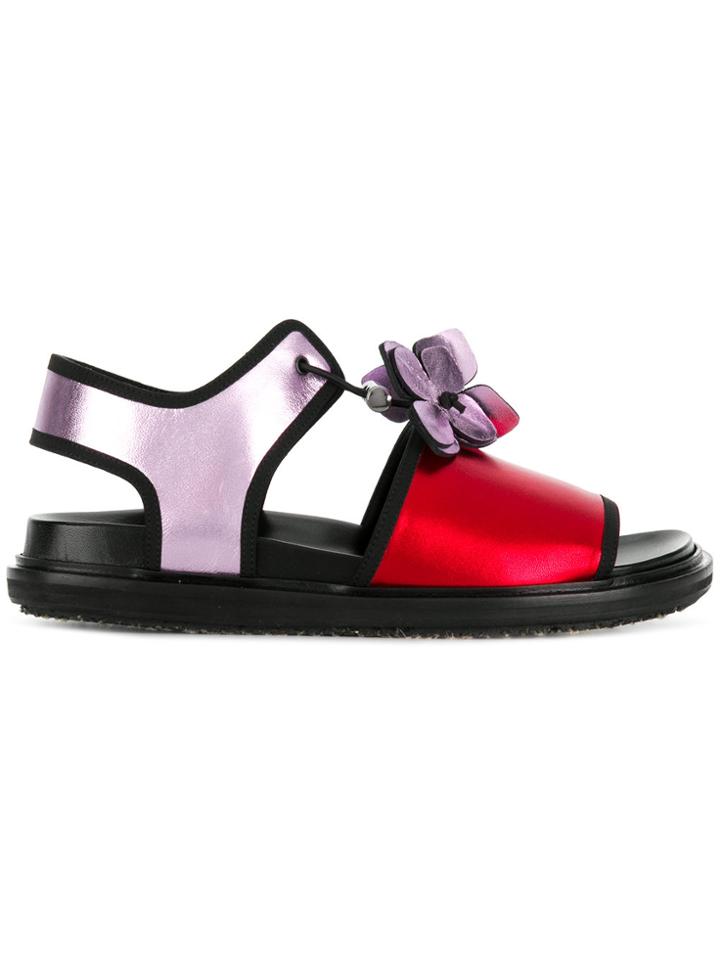 Marni Floral Fussbet Sandals - Red