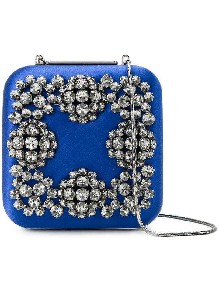 Manolo Blahnik - Hangi Clutch Bag - Women - Silk Satin - One Size, Blue, Silk Satin