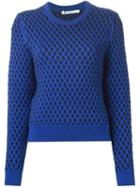 T By Alexander Wang Contrasting Cable Knit, Women's, Size: S, Blue, Polypropylene/cotton